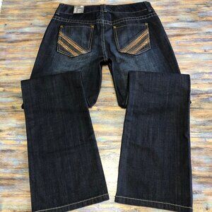 Chicos Jeans Modern Braided Bronze Boot Cut Dark Wash Womens Size 1